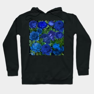 Vintage Blue Roses Pattern Hoodie